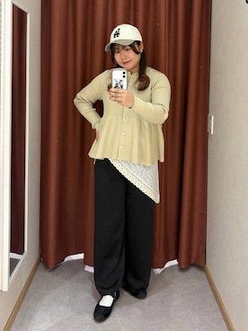 「LOWRYS FARM（ローリーズファーム）の９ＦＯＲＴＹ／２６ＮＥ 614434（キャップ、ホワイト系）」を使った、かっさーさん（レディース・160cm）の春コーディネート