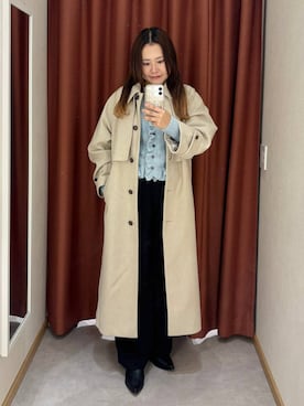 「アイテム（ステンカラーコート）」を使った、かっさーさん（レディース・160cm・30代）の冬コーディネート