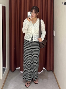 「LOWRYS FARM（ローリーズファーム）の【500mlペットボトル収納可】フラップショルダーＢＡＧ 1046881（ショルダーバッグ、ブラウン系）」を使った、かっさーさん（レディース・160cm）の夏コーディネート