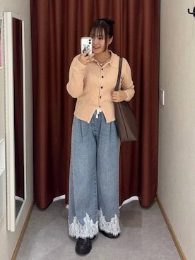 「LOWRYS FARM（ローリーズファーム）のＴＯＰモチーフステンレスネックレス 1050283（ネックレス、シルバー系）」を使った、かっさーさん（レディース・160cm）の秋コーディネート