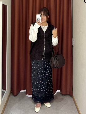 「LOWRYS FARM（ローリーズファーム）の【500mlペットボトル収納可】タックボストンＢＡＧ　1049023（ボストンバッグ、ブラウン系）」を使った、かっさーさん（レディース・160cm）の夏コーディネート
