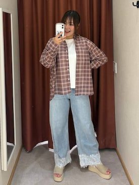 「LOWRYS FARM（ローリーズファーム）の【接触冷感】ベーシックノースリーブ　1043004（Tシャツ/カットソー、ホワイト系）」を使った、かっさーさん（レディース・160cm）の夏コーディネート