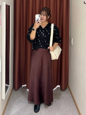 「LOWRYS FARM（ローリーズファーム）の【500mlペットボトル収納可】フラップショルダーＢＡＧ 1046881（ショルダーバッグ、ホワイト系）」を使った、かっさーさん（レディース・160cm）の秋コーディネート