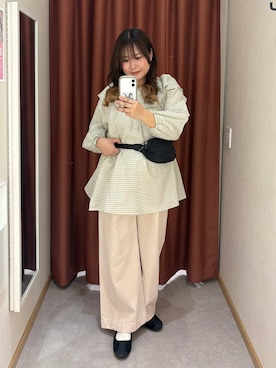 「LOWRYS FARM（ローリーズファーム）のイージーバギーデニム　601067（デニムパンツ、ピンク系）」を使った、かっさーさん（レディース・160cm）の春コーディネート