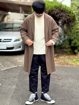 「アイテム（チノパンツ）」を使った、kei*さん（メンズ・179cm）の冬コーディネート