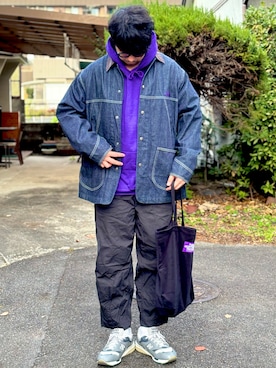 「アイテム（デニムジャケット）」を使った、kei*さん（メンズ・179cm）の冬コーディネート