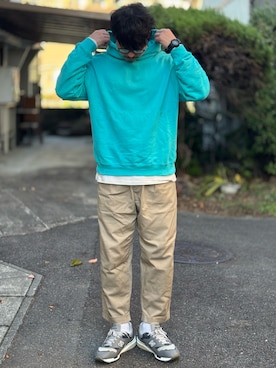 「アイテム（パーカー）」を使った、kei*さん（メンズ・179cm）の秋コーディネート