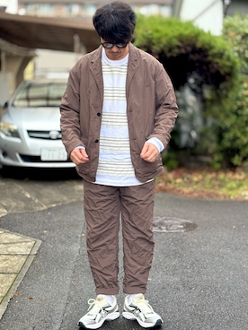 「アイテム（テーラードジャケット、ブラウン系）」を使った、kei*さん（メンズ・179cm）の冬コーディネート