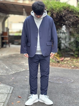 「アイテム（ノーカラージャケット）」を使った、kei*さん（メンズ・179cm）の秋コーディネート