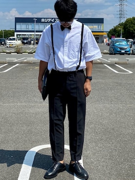 「ボウタイ」｜「アイテム（スラックス）」を使った、kei*さん（メンズ・179cm）の夏コーディネート