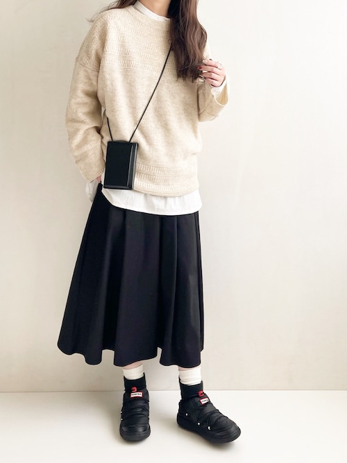 極美品✨ダブルスタンダード　24AW ボリュームボーダータック スカート 38 UVカット360°ストレッチタッグボリュームスカートが登場！