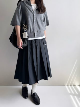 「WYM LIDNM(ウィム バイ リドム)のT/C BASIC HALF SLEEVE KNIT SHIRT(シャツ/ブラウス)」を使った、Ayumiさん(レディース・158cm)の夏コーディネート