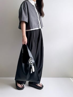 「NOGLE（ノグル）のアイテム（パンツ）」を使った、Ayumiさん（レディース・158cm）の夏コーディネート