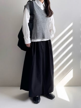 「AMELY（エミリー）のボリュームスリーブショート丈ハイネックブラウス（シャツ/ブラウス）」を使った、Ayumiさん（レディース・158cm）の春コーディネート