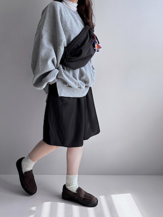「wee9s(ウィークス)のOSUMITSUKI sweat / オスミツキスーパーオーバースウェット(スウェット)」を使った、Ayumiさん(レディース・158cm)の秋コーディネート