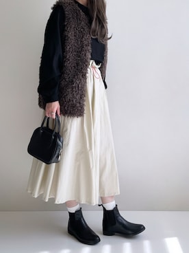 「無印良品（ムジルシリョウヒン）のアイテム」を使った、Ayumiさん（レディース・158cm）の冬コーディネート