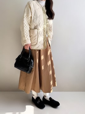 「アイテム（ダウンジャケット/コート）」を使った、Ayumiさん（レディース・158cm）の秋コーディネート