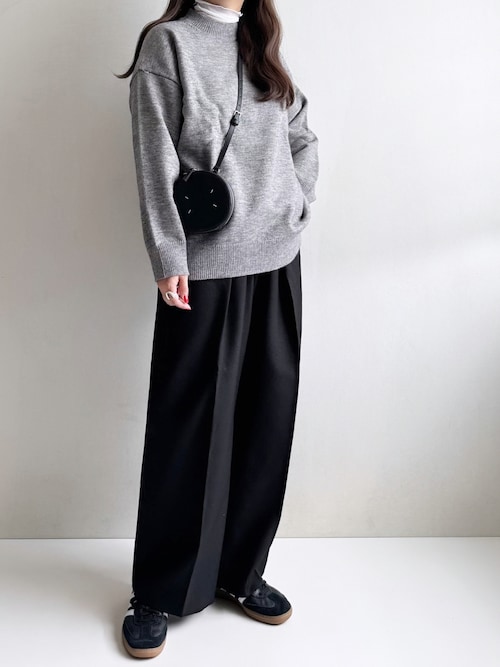 「kirakiraShop(キラキラショップ)の【新色追加】さりげないメランジ調が可愛い♪ ミックスカラー オーバーサイズ ニット(ニット/セーター)」を使った、Ayumiさん(レディース・158cm)の冬コーディネート