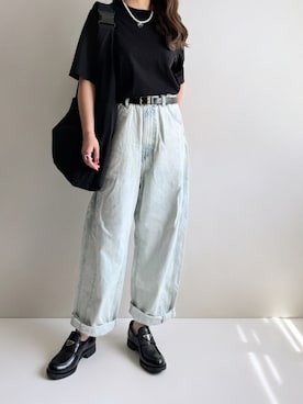 「ローファー」｜「アイテム（パンツ）」を使った、Ayumiさん（レディース・158cm）の秋コーディネート