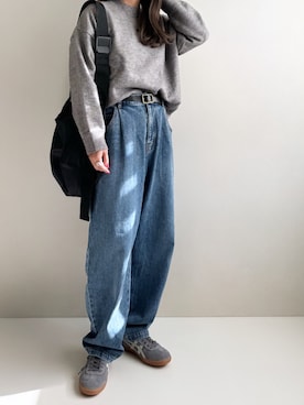 「アイテム（スニーカー）」を使った、Ayumiさん（レディース・158cm）の秋コーディネート