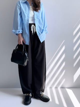 「THE CRAFT CREW PRODUCTS(ザクラフトクループロダクツ)の接触冷感 カップ付き ヘンリーネック リブタンクトップ / UVカット【THE CRAFT CREW PRODUCTS】(タンクトップ)」を使った、Ayumiさん(レディース・158cm)の夏コーディネート