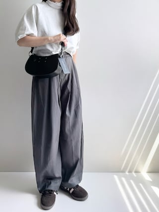 「SUGAR BISKET(シュガービスケット)のタックパフスリーブトップス(Tシャツ/カットソー)」を使った、Ayumiさん(レディース・158cm)の夏コーディネート