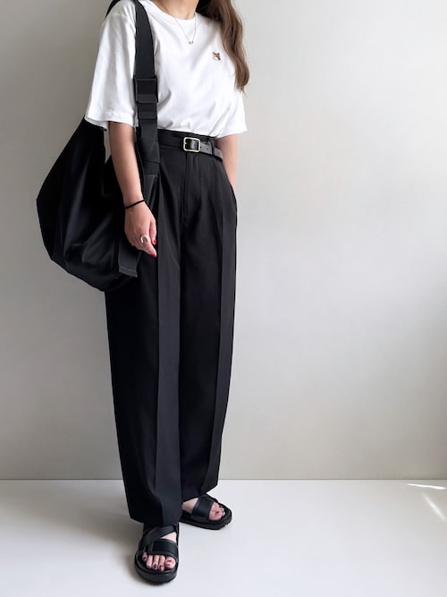 BrokenBase タックワイドスラックス BB1259 ブラック L セールタックワイドスラックス（スラックス）｜BROKEN BASE