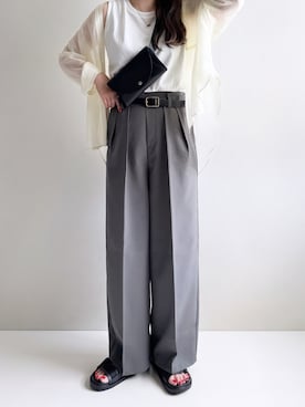 「アイテム（スラックス）」を使った、Ayumiさん（レディース・158cm）の夏コーディネート