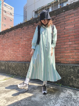 「PUMA」｜「アイテム（シャツワンピース）」を使った、Funny oneyuさん（レディース・158cm）の春コーディネート