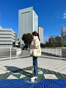 「スクエアトゥ」｜「アイテム（ダウンジャケット/コート）」を使った、ぱせり／イエベ春🌼さん（レディース・158cm）の冬コーディネート