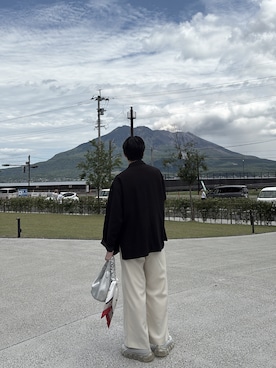 「アイテム（スラックス）」を使った、halさん（メンズ・184cm）の秋コーディネート