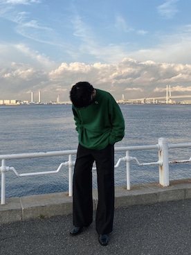 「soerte（ソエルテ）のアイテム（スラックス）」を使った、halさん（メンズ・184cm）の秋コーディネート