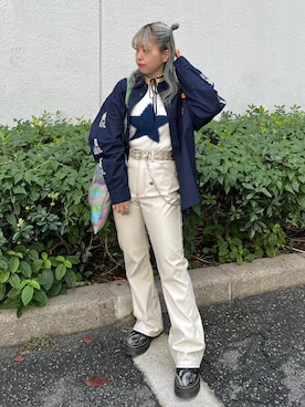 「アイテム（バッグ、グリーン系）」を使った、KAGARIさん（レディース・153cm）の冬コーディネート