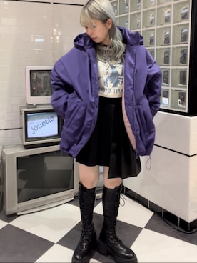 「jouetie（ジュエティ）のアイテム（その他アウター）」を使った、KAGARIさん（レディース・153cm）の冬コーディネート