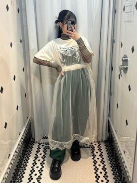 「アイテム（Tシャツ/カットソー、グリーン系）」を使った、KAGARIさん（レディース・153cm）の秋コーディネート