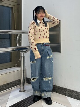 「jouetie（ジュエティ）のアイテム（ニット/セーター）」を使った、KAGARIさん（レディース・153cm）の冬コーディネート