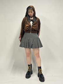 パーカー ベロアコンパクトラインZIPフーディ「セットアップ対応」 レディース jouetie パーカー ベロアコンパクトラインZIPフーディ
