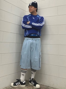 「adidas（アディダス）のスーパースター II / SUPERSTAR II / アディダスオリジナルス adidas Originals（Sneakers、ブラック系）」を使った、NKさん（メンズ・171cm）の春コーディネート