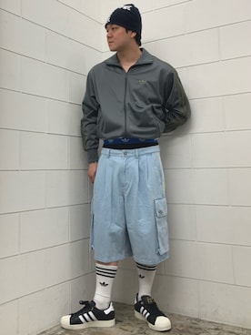 「adidas（アディダス）のスーパースター II / SUPERSTAR II / アディダスオリジナルス adidas Originals（Sneakers、ブラック系）」を使った、NKさん（メンズ・171cm）の春コーディネート