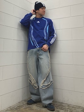 「adidas（アディダス）のサンバ OG / SAMBA OG / アディダスオリジナルス adidas Originals スニーカー（Sneakers、ブルー系）」を使った、NKさん（メンズ・171cm）の春コーディネート