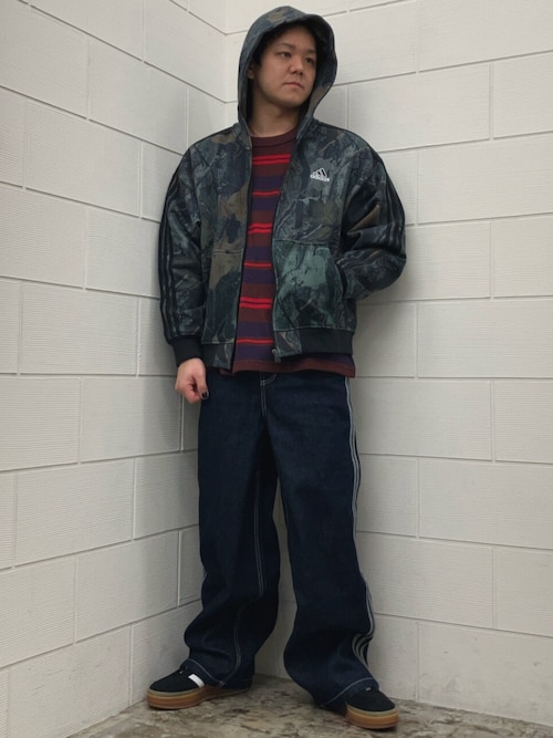 90sオルタナティブスポーツ長袖ストライプ ワッフル ティー / ロンT