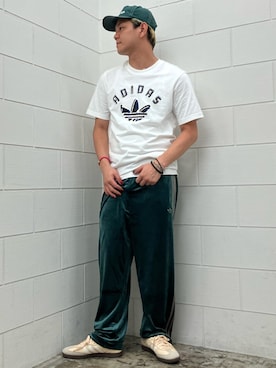 「adidas（アディダス）のFB TPベロア / ファイヤーバード トラックパンツ ベロア / ジャージ / アディダスオリジナルス adidas Originals（その他パンツ）」を使った、NKさん（メンズ・171cm）の秋コーディネート