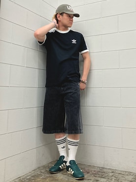 「デニムショートパンツ」｜NKさん（メンズ・171cm）の夏コーディネート