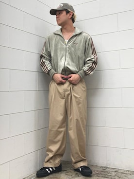 「アイテム（ジャージ、ベージュ系）」を使った、NKさん（メンズ・171cm）の秋コーディネート