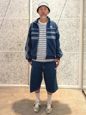 「adidas（アディダス）のアイテム（ジャケット/アウター）」を使った、KKさん（メンズ・172cm）の夏コーディネート