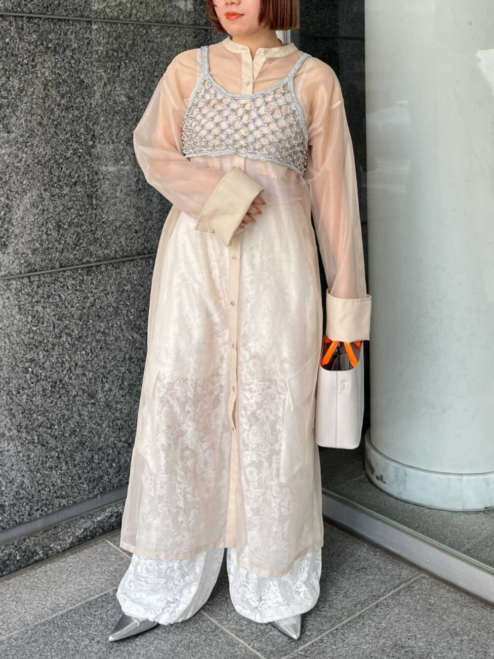 ELLEgirl バック刺繍シアーシャツワンピース ピンク シャツワンピース バック刺繍シアーシャツワンピース「ELLEgirl