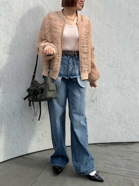 「アイテム（MA-1）」を使った、ECスタッフさん（骨格ストレート・レディース・154cm）の冬コーディネート