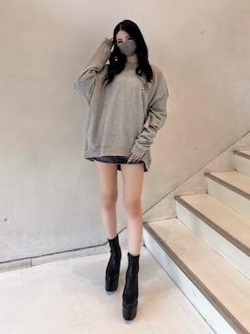 「GYDA（ジェイダ）のVintageデニムスカートライクショートパンツ（デニムスカート）」を使った、madokaさん（レディース・156cm）の夏コーディネート