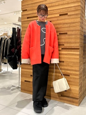 「ニットコート」｜「アイテム（ジャケット/アウター）」を使った、kiさん（レディース・154cm）の冬コーディネート