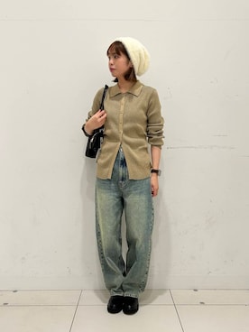 「SMELLY（スメリー）のシャギービーニー（ニットキャップ/ビーニー）」を使った、kiさん（レディース・154cm）の秋コーディネート